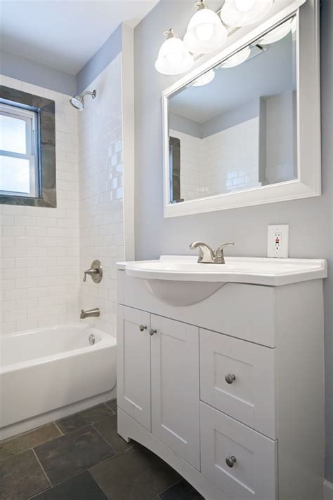The first thing you need to understand is that all bathroom tile is going to get wet, due to moisture and pros: Bathroom ideas: Darker floors with white walls | Small ...