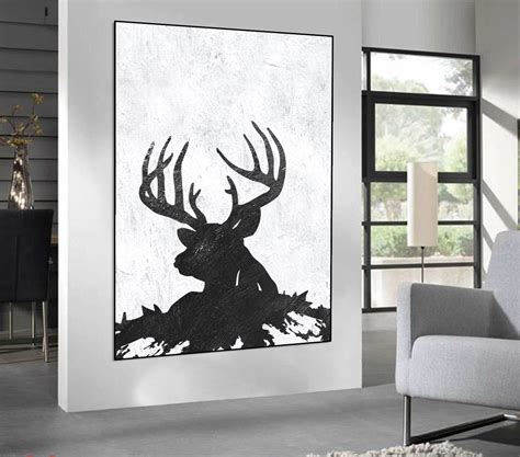 Abstract Painting On Canvas Deer Painting On Canvas Black And White