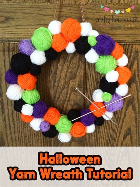 Diy Halloween Yarn Wreath Craft Idea Crafty Housewife Halloween