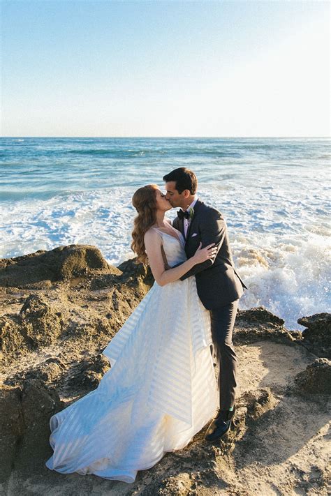 Bride And Groom In Laguna Beach Wedding At The Surf And Sand Resort