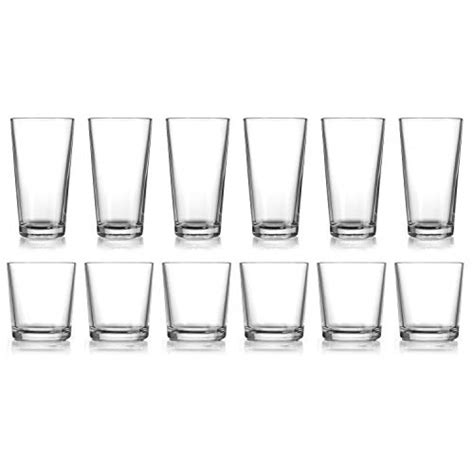He Classic Drinking Glasses Set 12 Count Classic Glassware Includes 6 Cooler Glasses 17oz 6