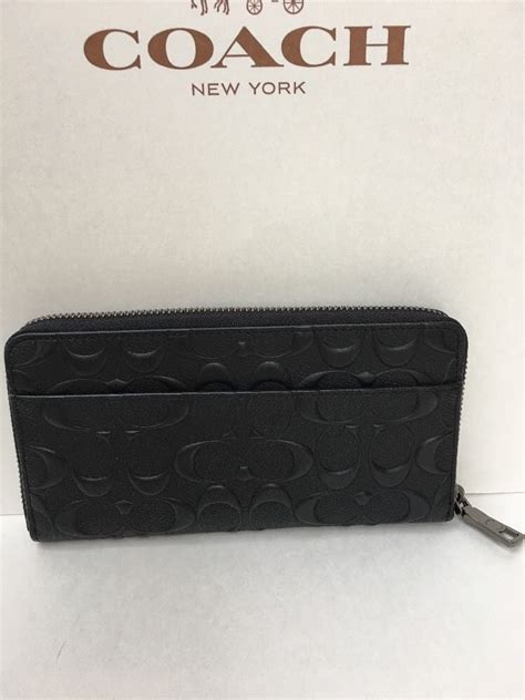 Coach Coach Embossed Signature Logo Durable Leather Long Wallet