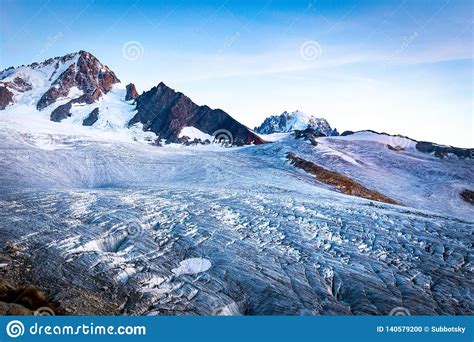 Glacier View Mont Blanc Massif Mountains France Stock Photo Image