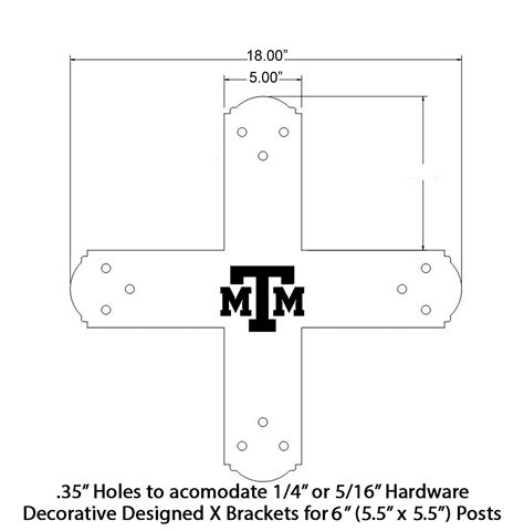 Decorative Design X Bracket For 6x6 Post 6x6 Bolt Plate 6 Inch X