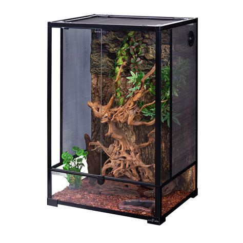 Reptizoo Reptile Glass Terrarium With Double Hinge Doortop And Side