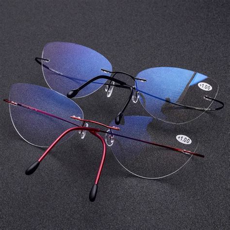 Rimless Glasses Frame Unise Titanium Ultralight Eyeglasses Prescription Frameless Cat Eye