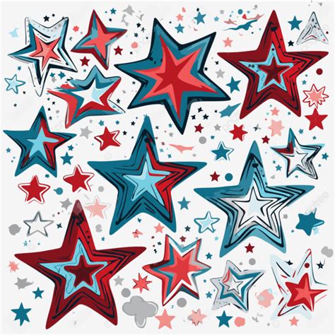Red White Blue Stars Vector Sticker Clipart Patriotic Star Clipart For