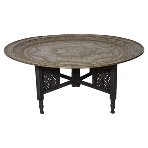 Moroccan Round Brass Tray Coffee Table Metal Coffee Table Round Wood