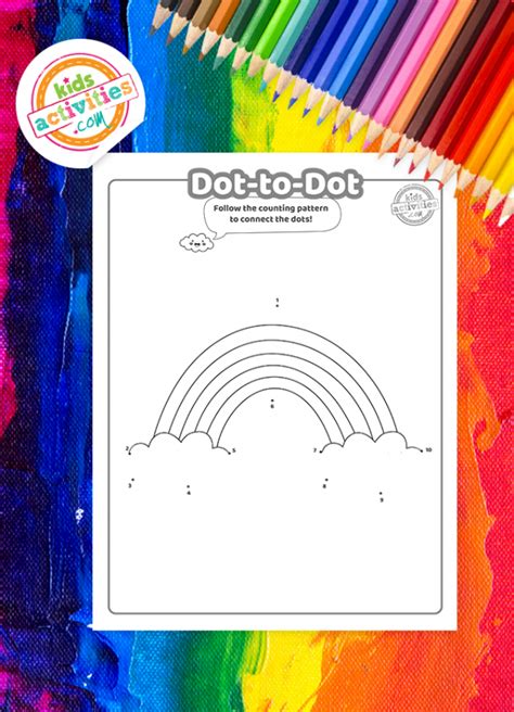 Free Printable Rainbow Dot To Dot Coloring Pages For Kids
