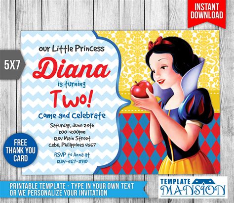 Snow White Invitation Birthday Invitation Psd By Templatemansion On