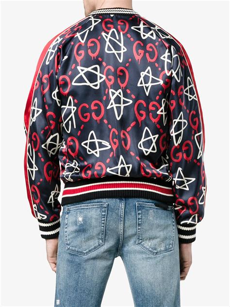 Lyst Gucci Ghost Star Duchesse Bomber Jacket In Blue For Men