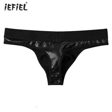 Sexy Lingerie Mens Shiny G String Gay Underwear Wetlook Latex Patent Leather Bulge Pouch
