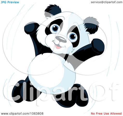 Clipart Happy Panda Jumping Royalty Free Vector