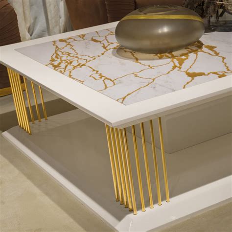 Modern Marble Gold Square Coffee Table Juliettes Interiors