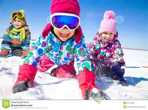 Kids In Wintertime Stock Photo Image Of People Friends