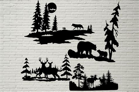 Forest Scene Svg Dxf Wild Animals Cut File For Laser Dxf For Etsy