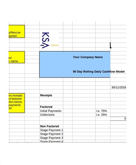 With business cash flow example, analysis and more on a free excel spreadsheet (=) opening balance: Daily Cash Flow Template Excel , Cash Budget Template ...