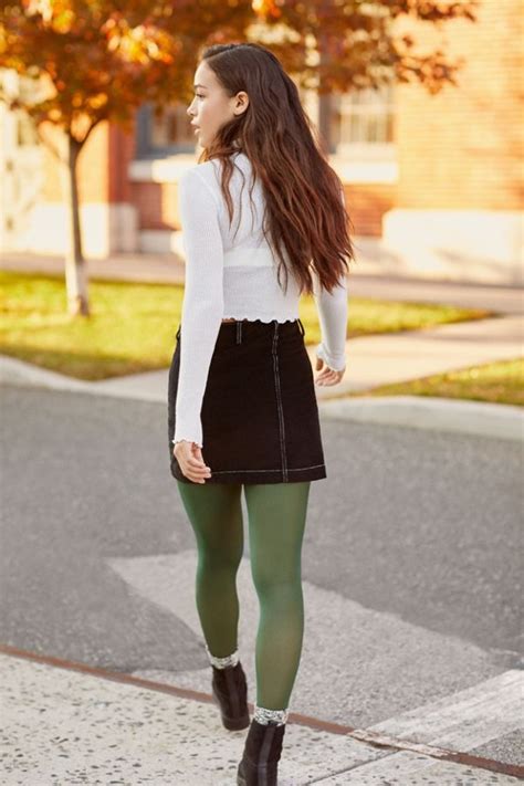 Bdg Avery Corduroy Button Front Mini Skirt Mini Skirts Green Tights