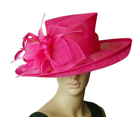 Fuchsia Hot Pink Sinamay Hat Large Dress Church Hat Fascinator Etsy