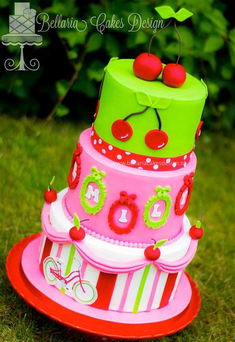 Cherry Themed Birthday Cake Decorated Cake By Bellaria Cakesdecor