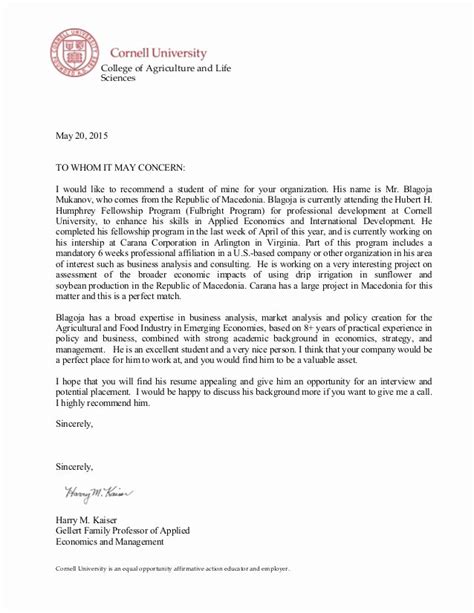 Letter Of Recommendation From Professor Template