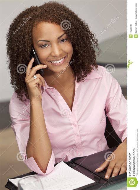 Mixed Race African American Girl On Cell Phon Stock Image