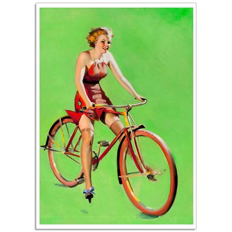 Girl On A Bike Retro Pinup Girl Poster Just Posters
