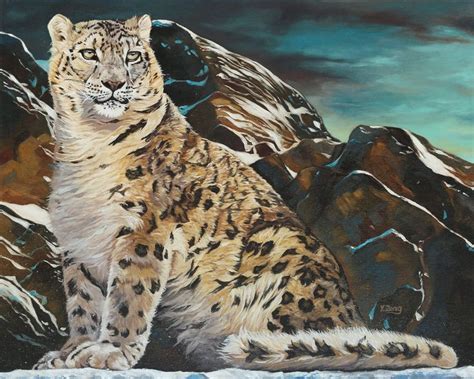 Snow Leopard Oil Painting Original Artwork Oil Painting Snow Etsy In