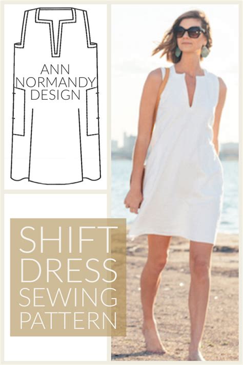 Sleeveless Shift Dress PDF Sewing Pattern Sewing Patterns Ann Normandy Design Shift Dress