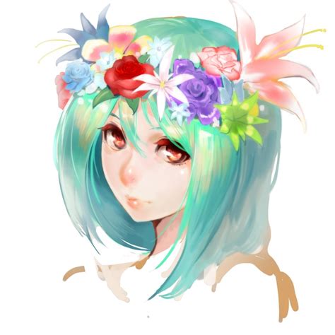 Anime Girl With Flowers In Her Hair Anime Pinterest