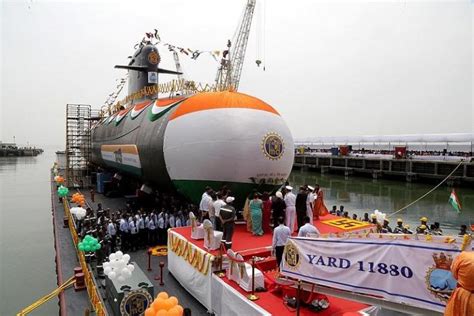 Indian Navy Launches Final Kalvari Class Submarine Ins Vagsheer S26