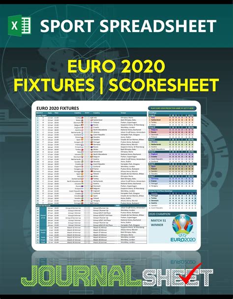 Are you looking for uefa euro 2020 football final tournament schedule in microsoft excel format? JS800-SS-XL UEFA EURO 2020-2021 FIXTURES | SCORESHEET - journalSHEET