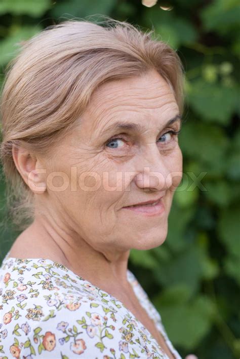 granny at nature stock image colourbox