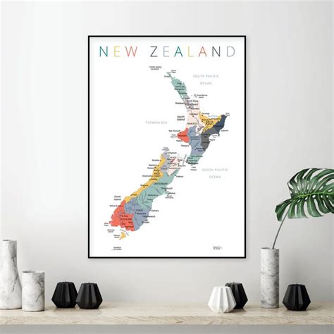 Map Of New Zealand Digital Download Large Nz Map Printable Etsy