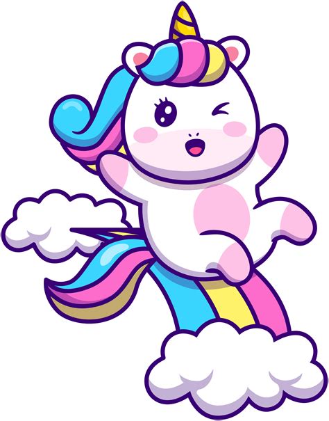 Unicorn In A Cloud And Rainbow Movie Sticker Tenstickers