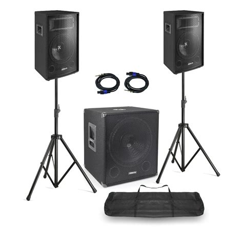Active Pa System Dj Disco 21 Speaker Sound Set With Subwoofer And Cables