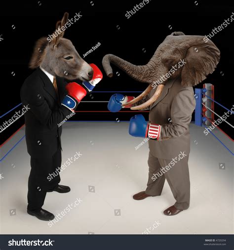 Us Republican And Democrat Mascots Represented By A Donkey And An