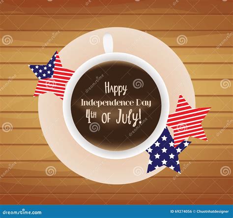 Cup Of Coffee With Happy 4th Of July Stock Vector Illustration Of