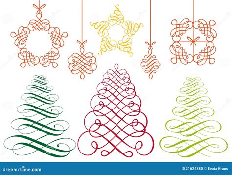 Christmas Ornaments Vector Set Stock Vector Illustration Of Ribbon