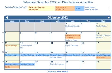 Calendario Diciembre 2022 Para Imprimir Argentina