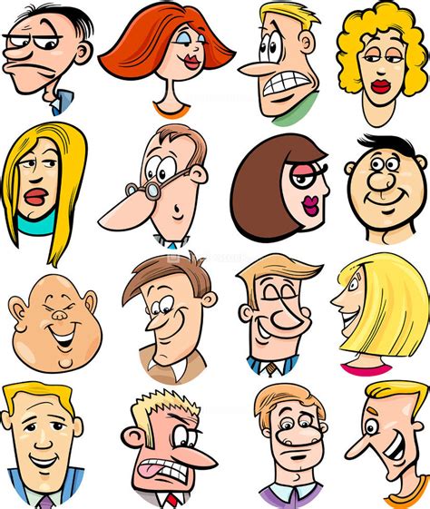 Cartoon Illustration Of People Characters Faces Set Indivstock