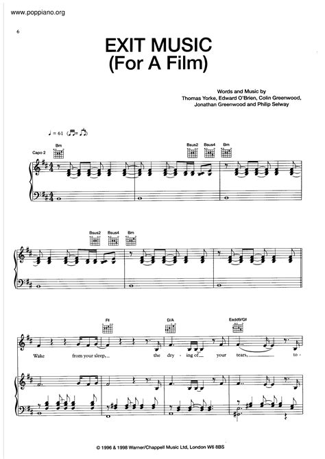 Radiohead Exit Music For A Film Sheet Music Notes Chords Download