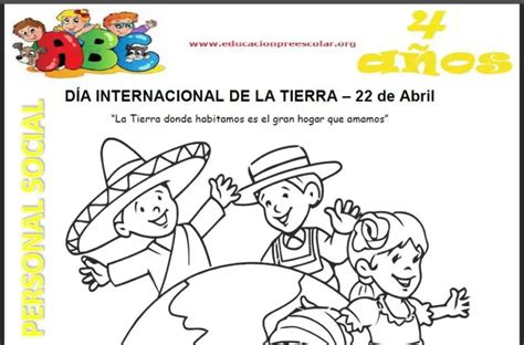Ficha Del Día Internacional De La Tierra Para Niños De 4 Años