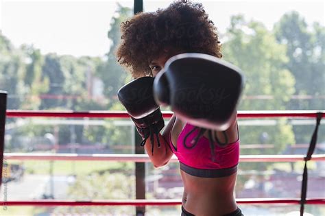 Black Woman Boxer In Action By Gic For Stocksy United Woman Boxer