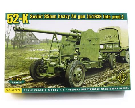 52 K Wwii Soviet 85mm Aa Gun 1939 Ww2 Ace 172 Scale Kit 72274 Ebay