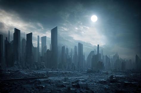 Premium Photo Panorama Of Dystopian Scifi City Digital Artwork Of