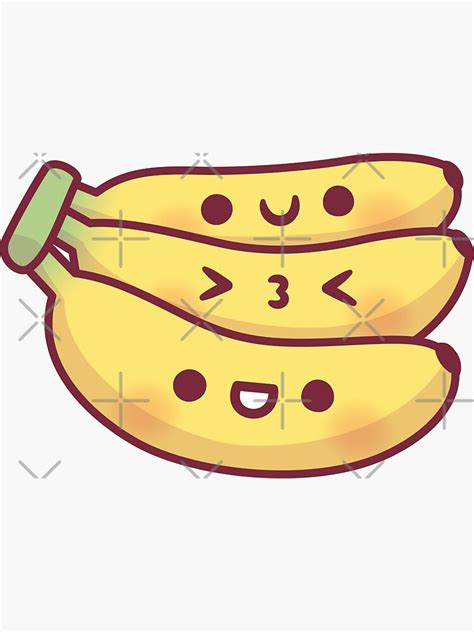 Kawaii Bunch Of Bananas Sticker By Rustydoodle Redbubble