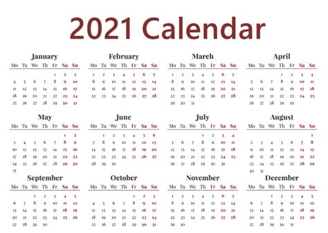 Calendario 2021 Png Png Image Collection