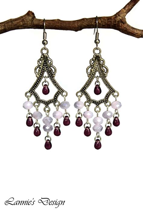 Chandelier Earrings Lavender Purple Teardrops Beads No Etsy Purple