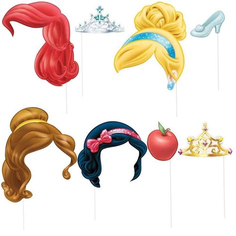 Disney Princess Photo Booth Props Pack Of 8 Party Supplies Who